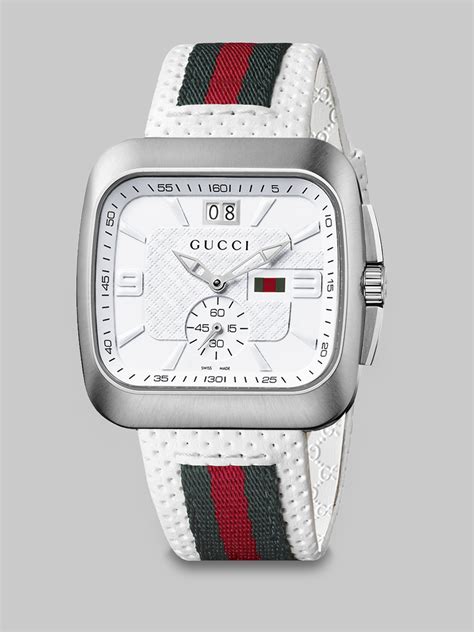 square faced white gucci watch|Gucci tank watch.